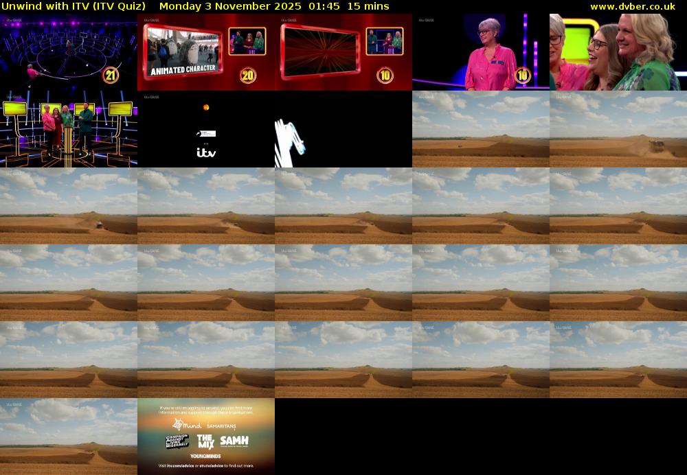 Unwind with ITV (ITV Quiz) Monday 3 November 2025 01:45 - 02:00