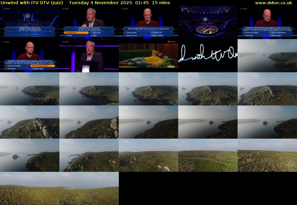Unwind with ITV (ITV Quiz) Tuesday 4 November 2025 01:45 - 02:00