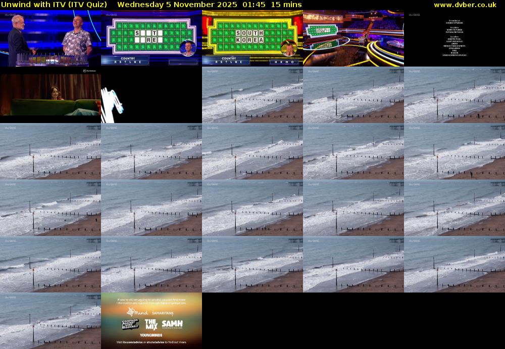 Unwind with ITV (ITV Quiz) Wednesday 5 November 2025 01:45 - 02:00