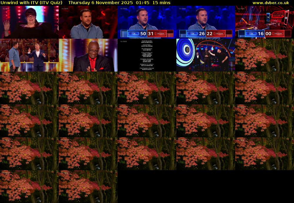 Unwind with ITV (ITV Quiz) Thursday 6 November 2025 01:45 - 02:00