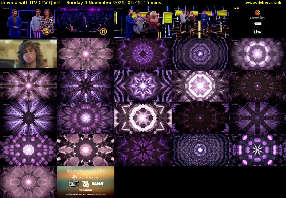 Unwind with ITV (ITV Quiz) Sunday 9 November 2025 01:45 - 02:00