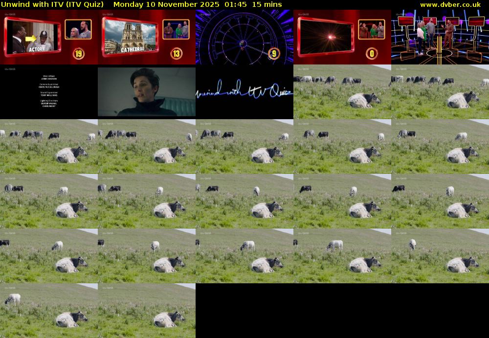 Unwind with ITV (ITV Quiz) Monday 10 November 2025 01:45 - 02:00
