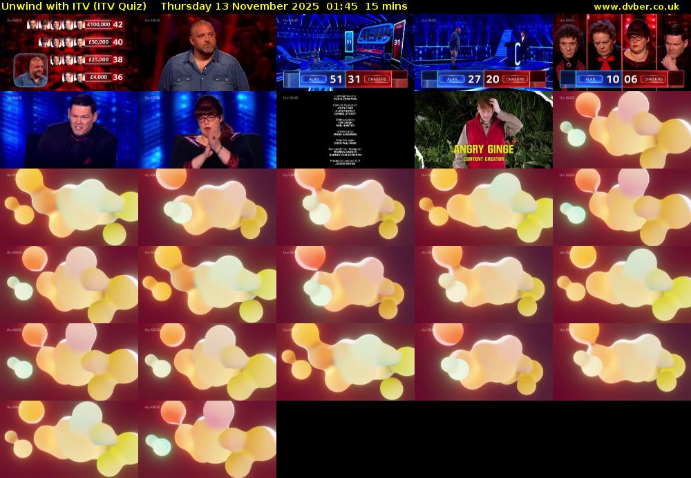 Unwind with ITV (ITV Quiz) Thursday 13 November 2025 01:45 - 02:00