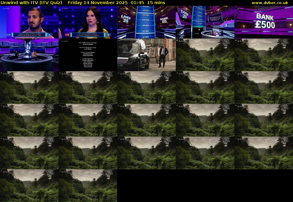 Unwind with ITV (ITV Quiz) Friday 14 November 2025 01:45 - 02:00