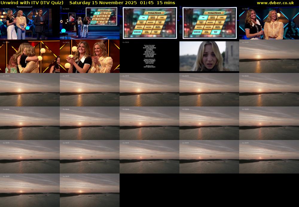 Unwind with ITV (ITV Quiz) Saturday 15 November 2025 01:45 - 02:00