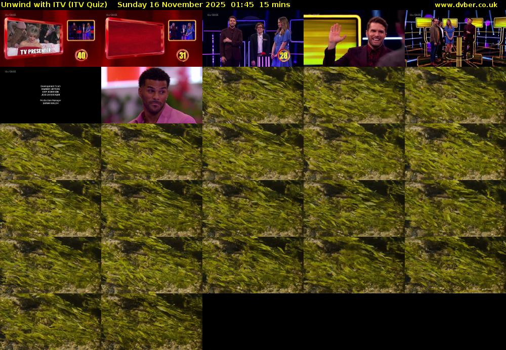 Unwind with ITV (ITV Quiz) Sunday 16 November 2025 01:45 - 02:00