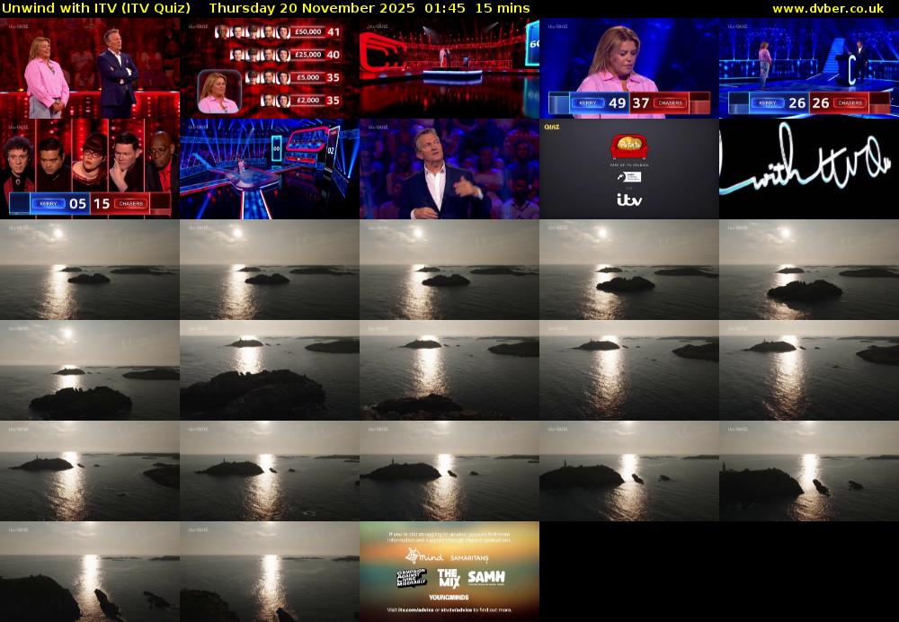 Unwind with ITV (ITV Quiz) Thursday 20 November 2025 01:45 - 02:00