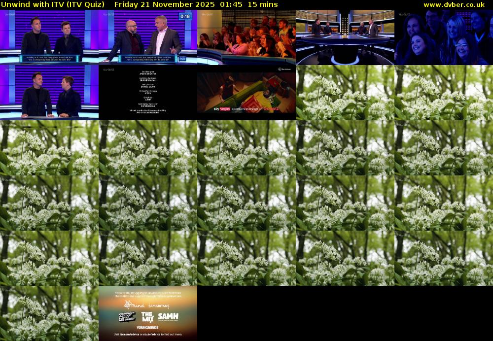 Unwind with ITV (ITV Quiz) Friday 21 November 2025 01:45 - 02:00