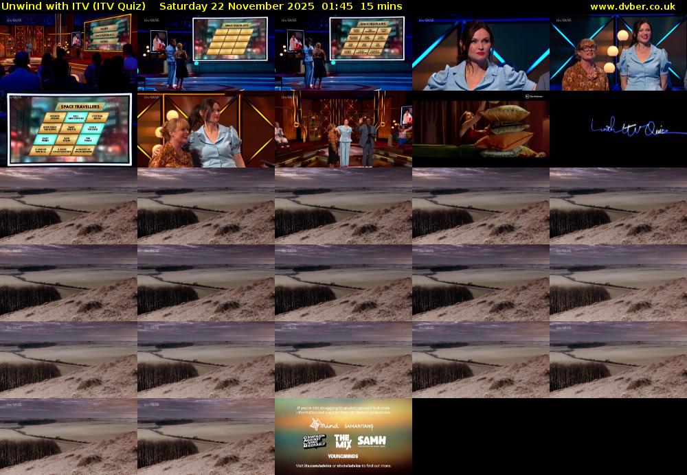 Unwind with ITV (ITV Quiz) Saturday 22 November 2025 01:45 - 02:00