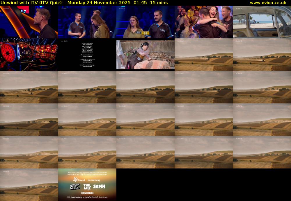 Unwind with ITV (ITV Quiz) Monday 24 November 2025 01:45 - 02:00