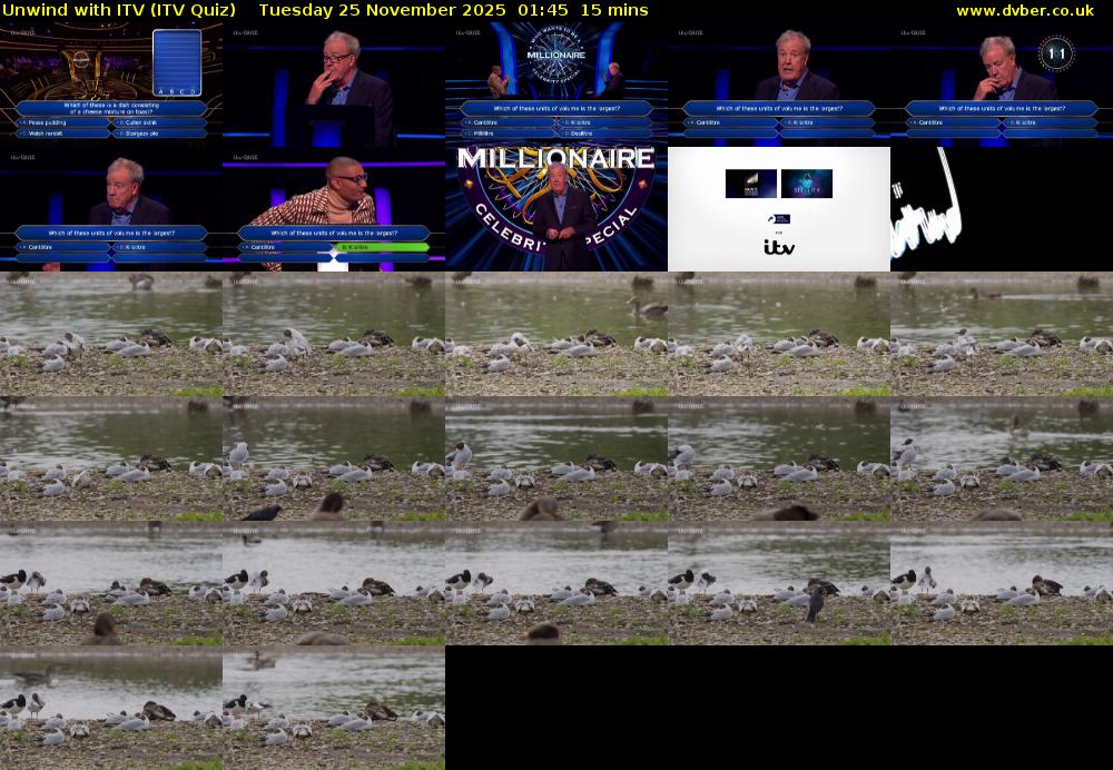 Unwind with ITV (ITV Quiz) Tuesday 25 November 2025 01:45 - 02:00