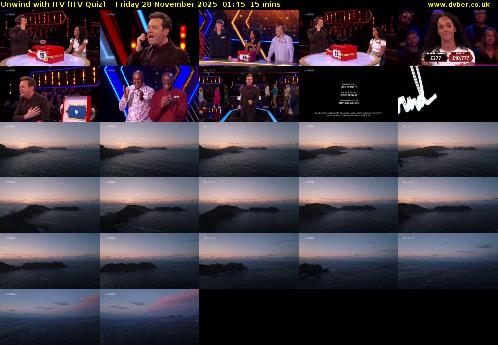 Unwind with ITV (ITV Quiz) Friday 28 November 2025 01:45 - 02:00