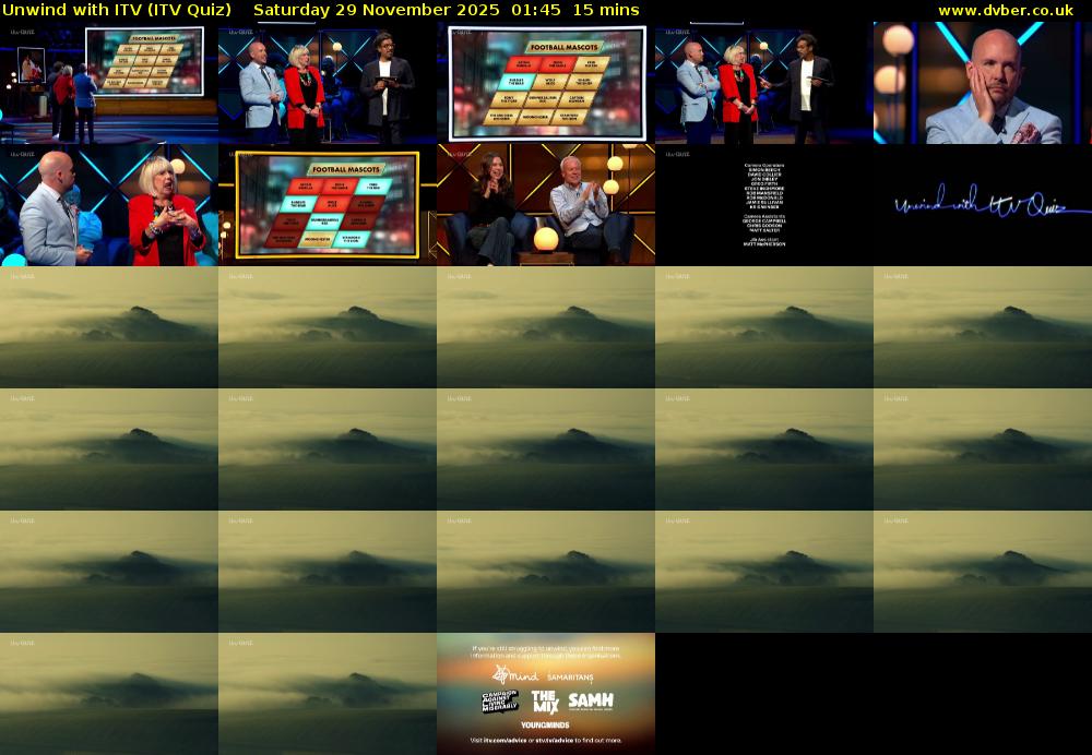 Unwind with ITV (ITV Quiz) Saturday 29 November 2025 01:45 - 02:00