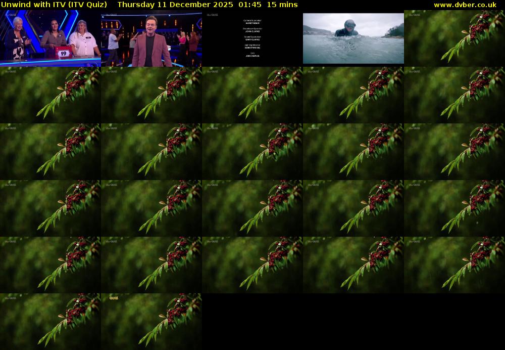 Unwind with ITV (ITV Quiz) Thursday 11 December 2025 01:45 - 02:00