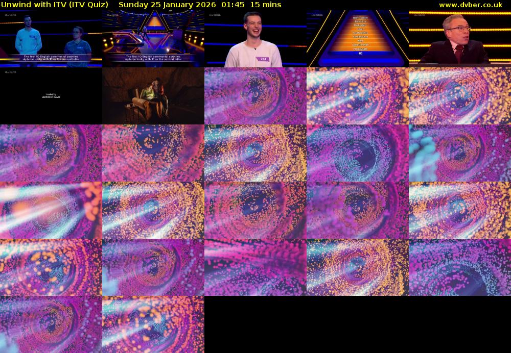 Unwind with ITV (ITV Quiz) Sunday 25 January 2026 01:45 - 02:00
