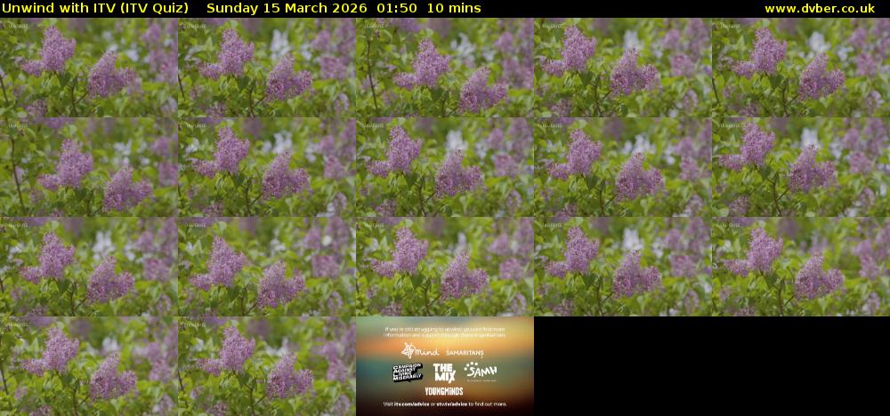 Unwind with ITV (ITV Quiz) Sunday 15 March 2026 01:50 - 02:00