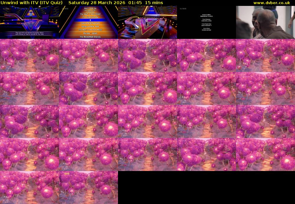 Unwind with ITV (ITV Quiz) Saturday 28 March 2026 01:45 - 02:00