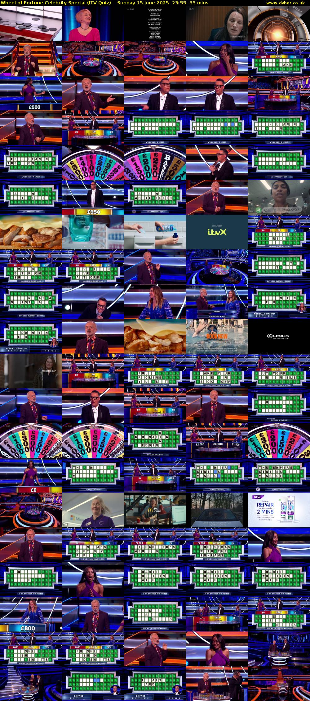 Wheel of Fortune Celebrity Special (ITV Quiz) Sunday 15 June 2025 23:55 - 00:50