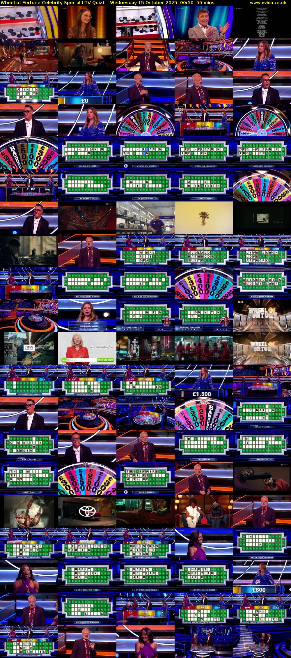 Wheel of Fortune Celebrity Special (ITV Quiz) Wednesday 15 October 2025 00:50 - 01:45