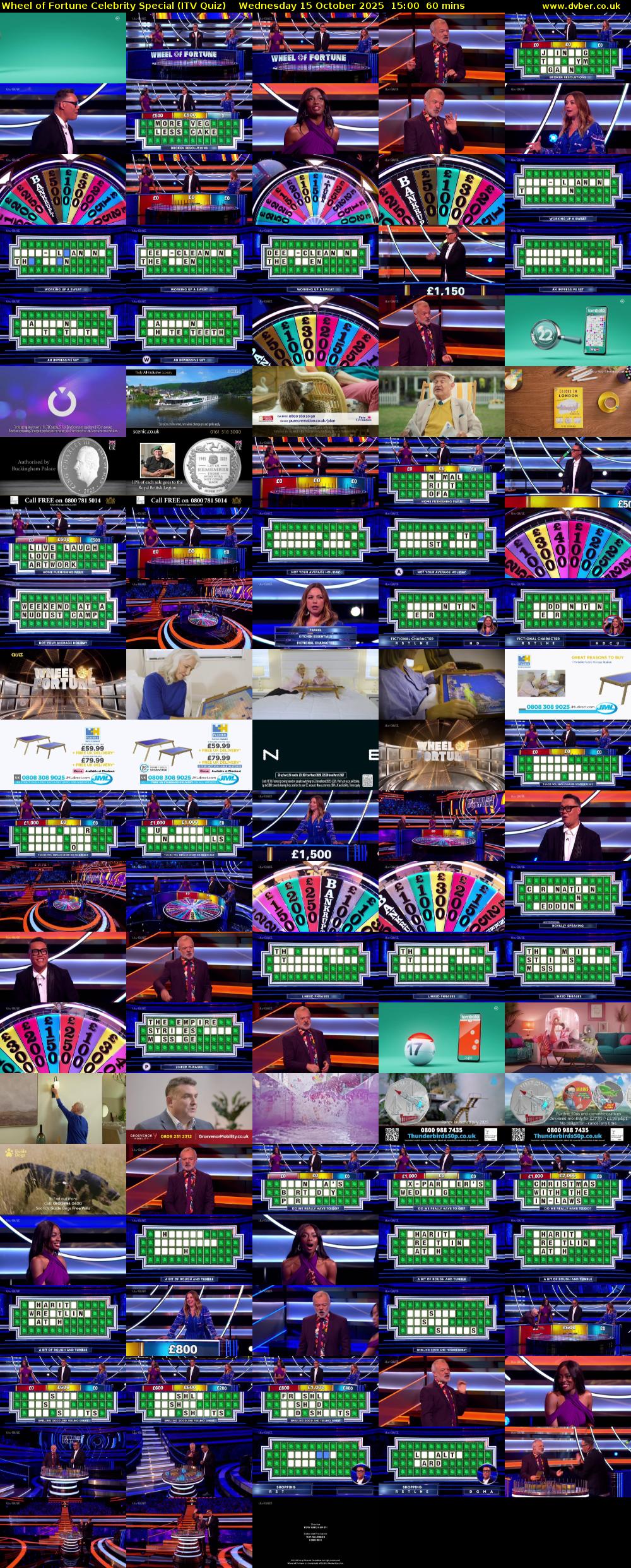 Wheel of Fortune Celebrity Special (ITV Quiz) Wednesday 15 October 2025 15:00 - 16:00