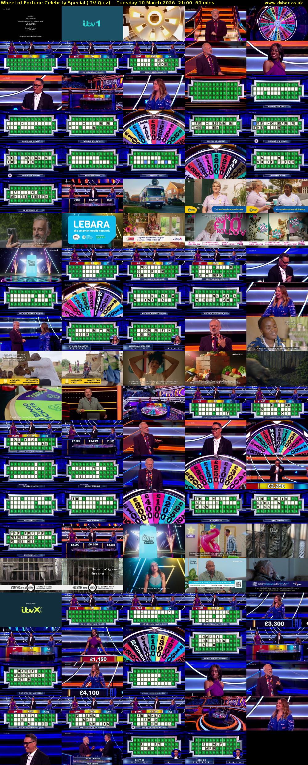 Wheel of Fortune Celebrity Special (ITV Quiz) Tuesday 10 March 2026 21:00 - 22:00