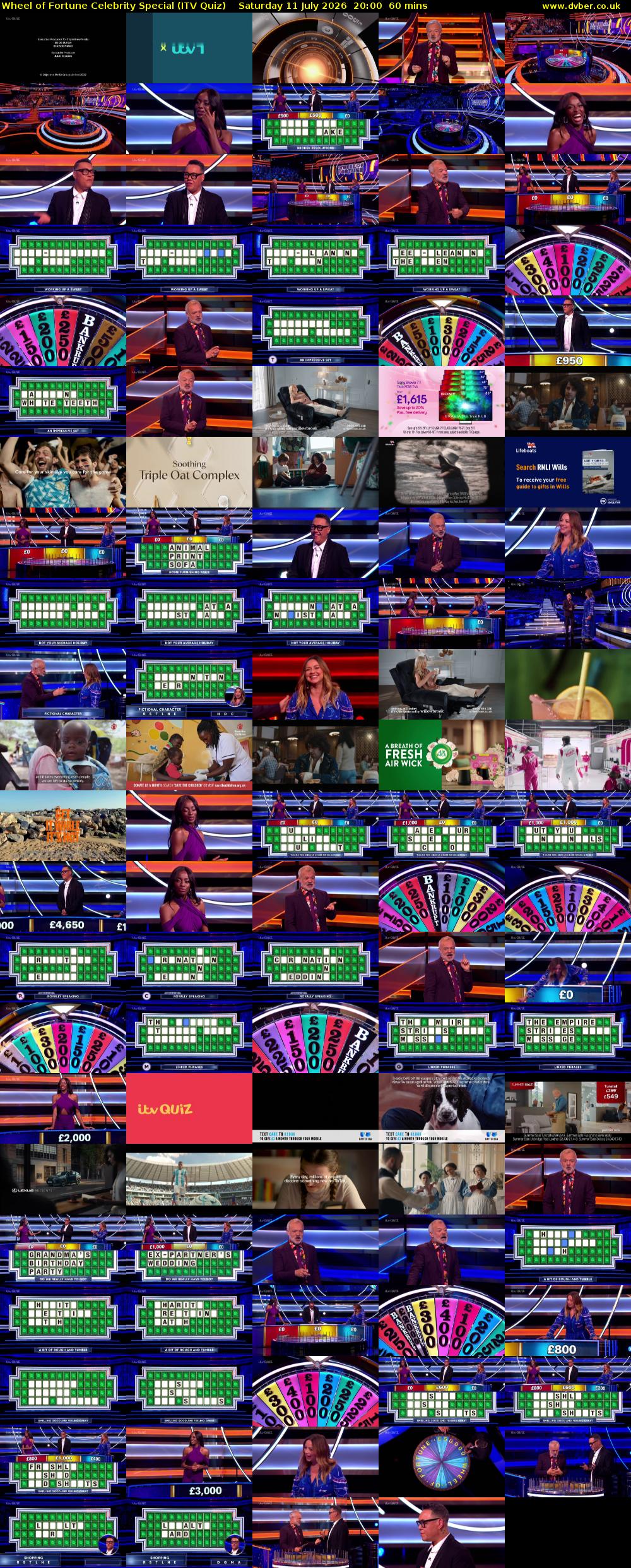 Wheel of Fortune Celebrity Special (ITV Quiz) Saturday 11 July 2026 20:00 - 21:00
