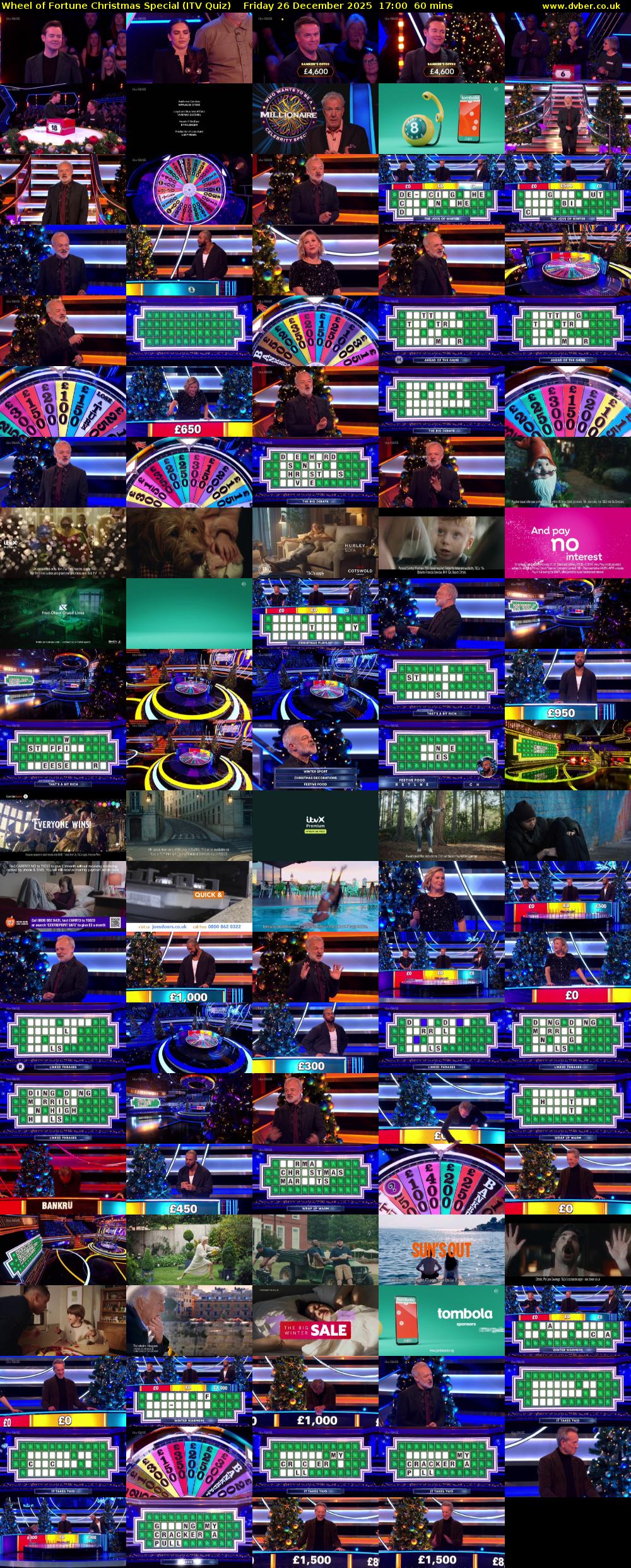 Wheel of Fortune Christmas Special (ITV Quiz) Friday 26 December 2025 17:00 - 18:00