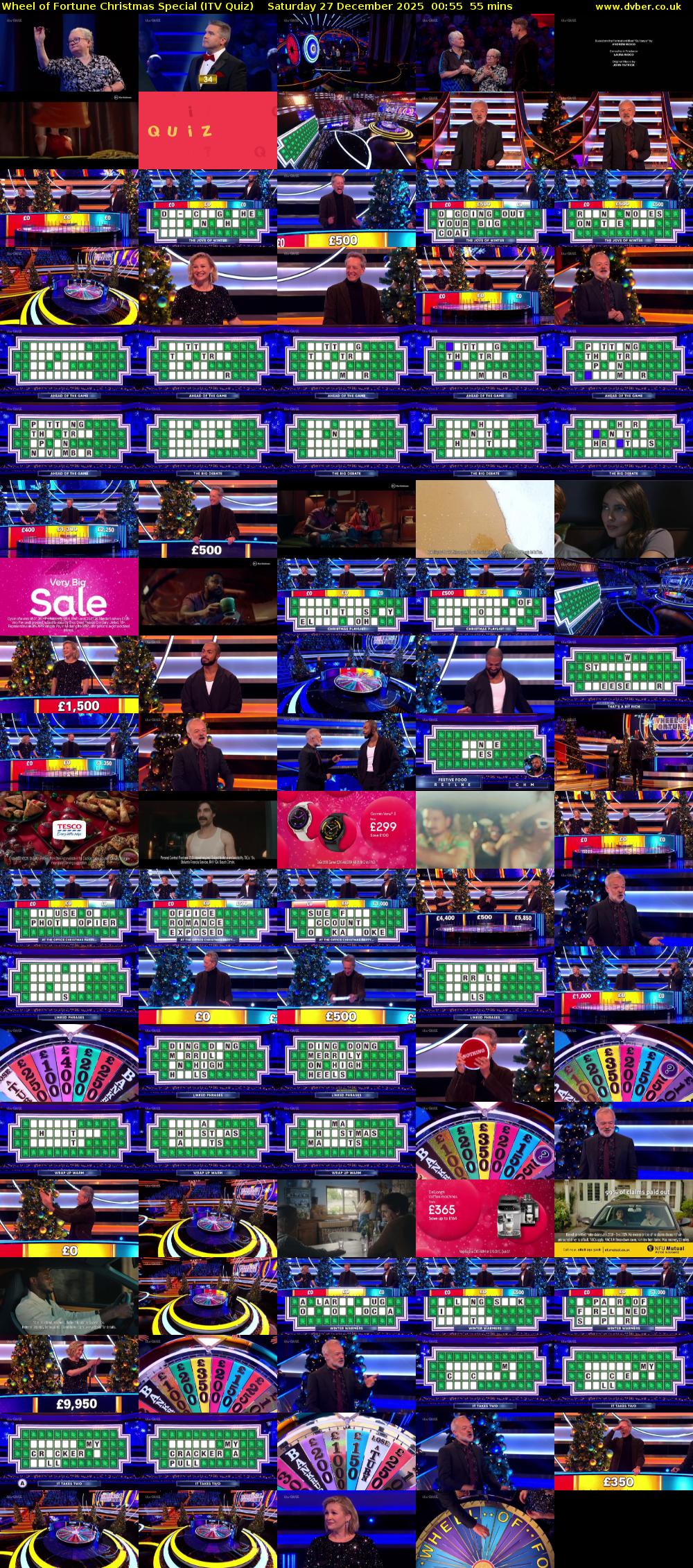 Wheel of Fortune Christmas Special (ITV Quiz) Saturday 27 December 2025 00:55 - 01:50