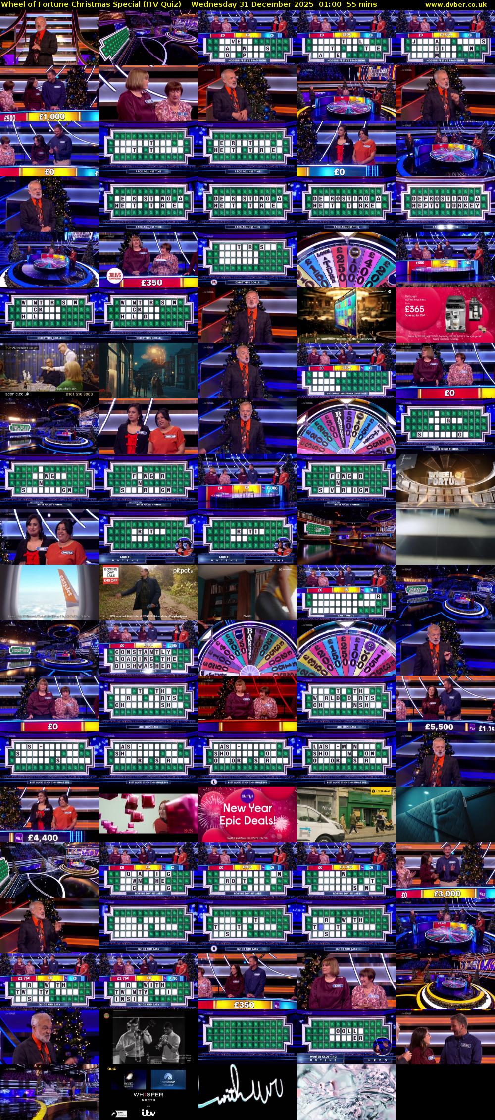 Wheel of Fortune Christmas Special (ITV Quiz) Wednesday 31 December 2025 01:00 - 01:55