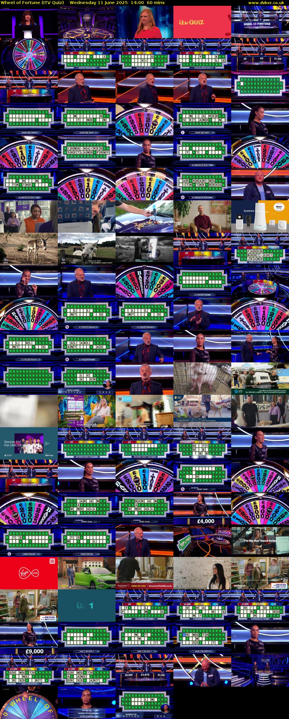Wheel of Fortune (ITV Quiz) Wednesday 11 June 2025 14:00 - 15:00