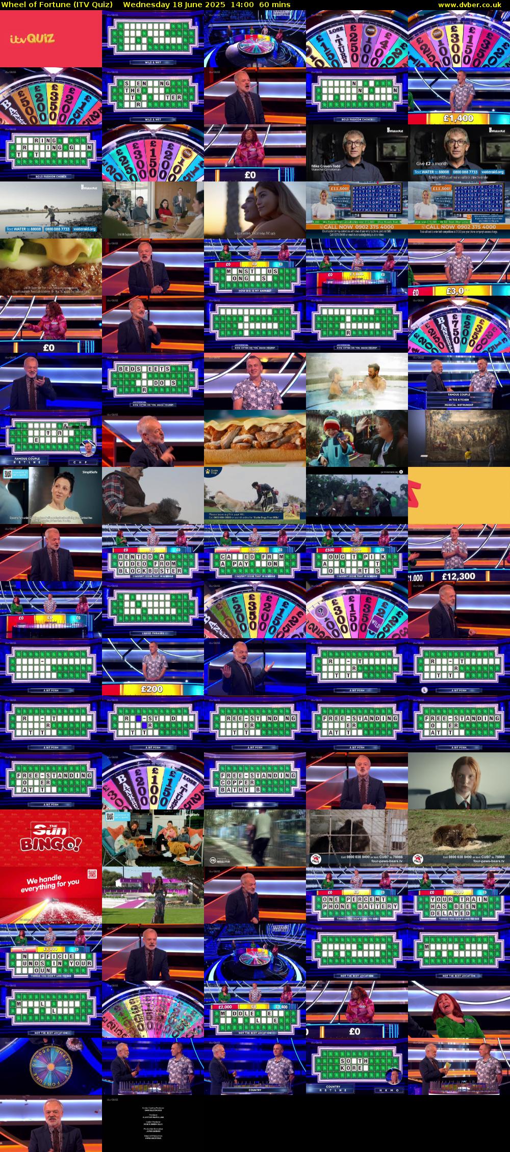 Wheel of Fortune (ITV Quiz) Wednesday 18 June 2025 14:00 - 15:00