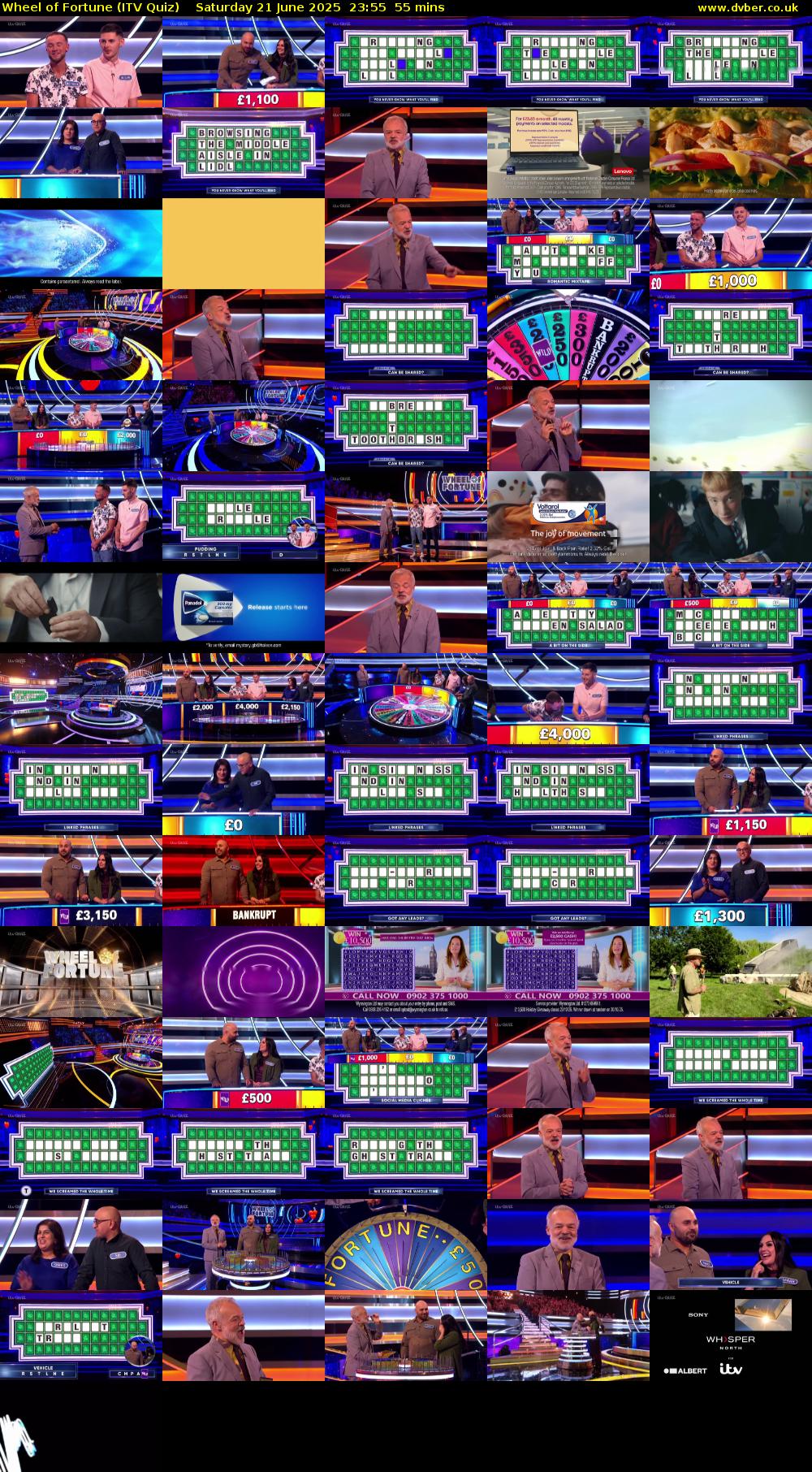 Wheel of Fortune (ITV Quiz) Saturday 21 June 2025 23:55 - 00:50