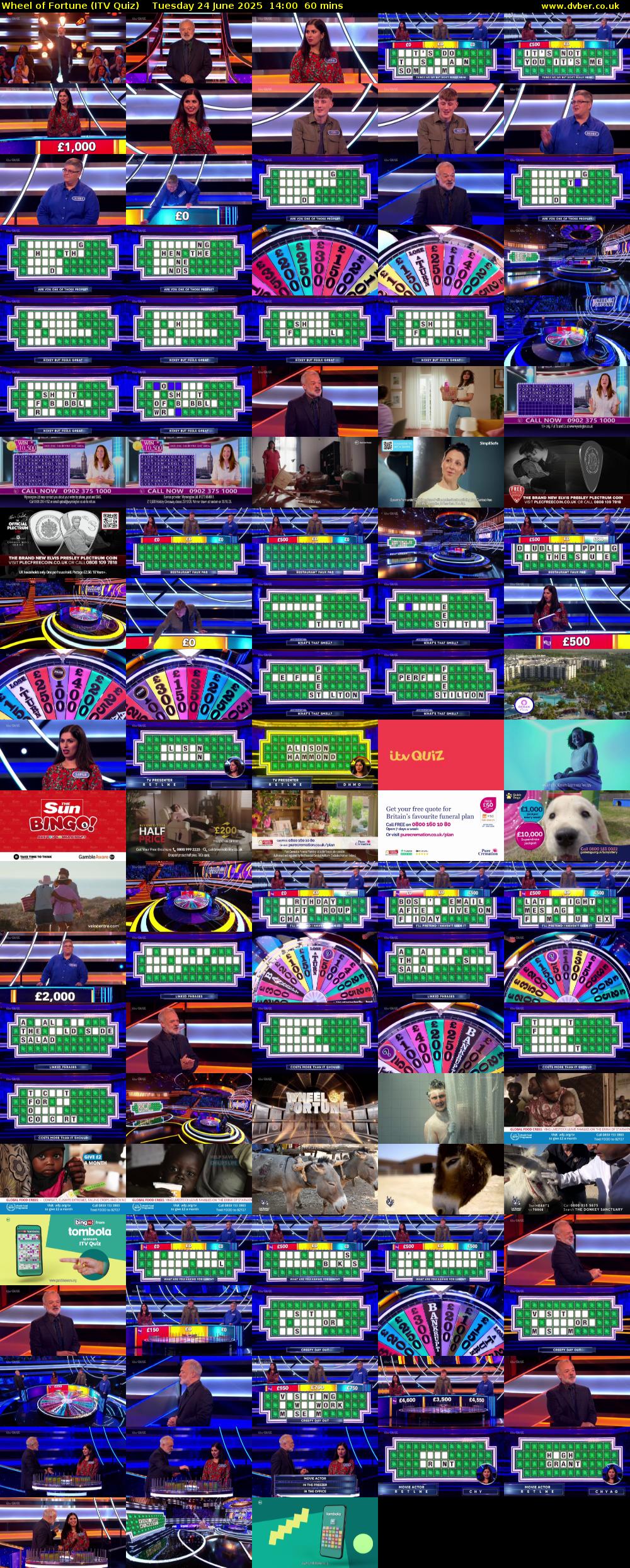 Wheel of Fortune (ITV Quiz) Tuesday 24 June 2025 14:00 - 15:00