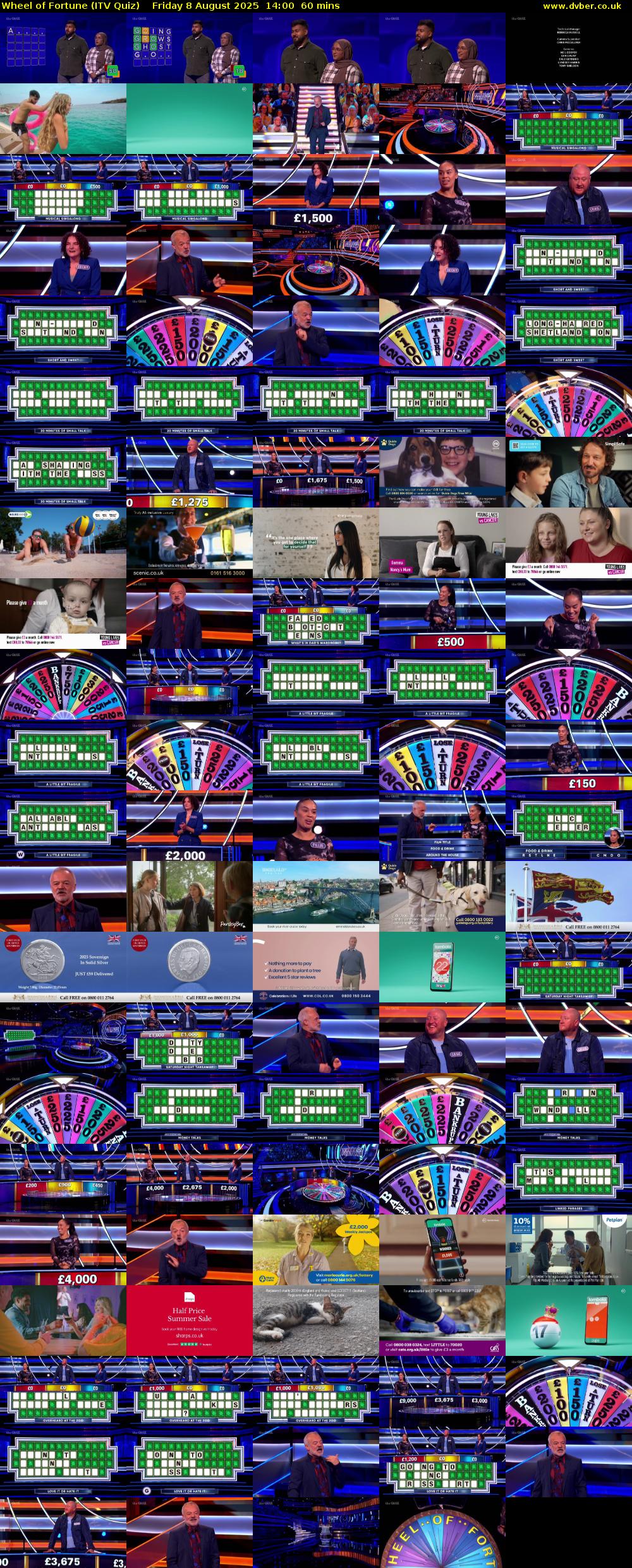 Wheel of Fortune (ITV Quiz) Friday 8 August 2025 14:00 - 15:00