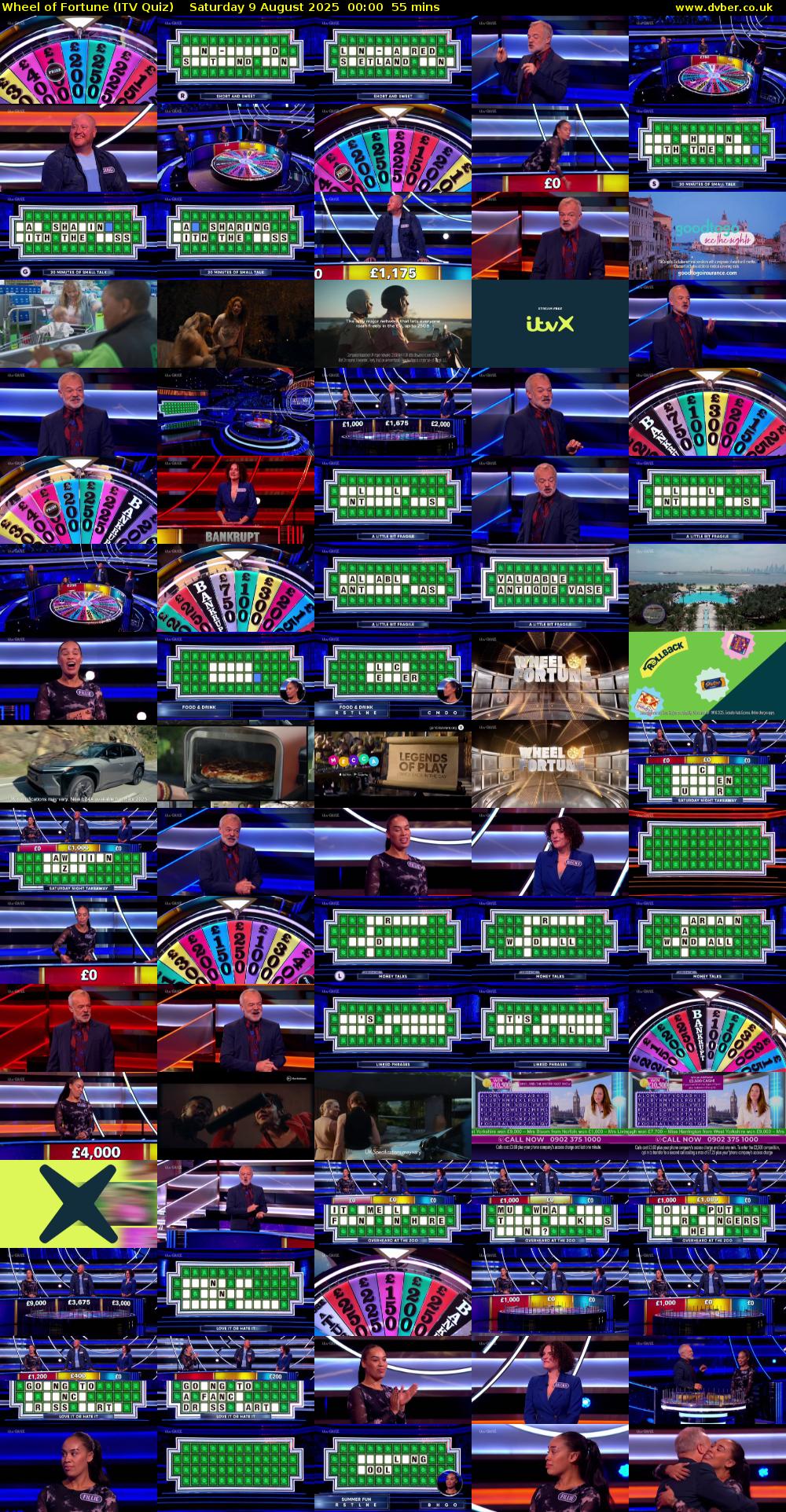 Wheel of Fortune (ITV Quiz) Saturday 9 August 2025 00:00 - 00:55