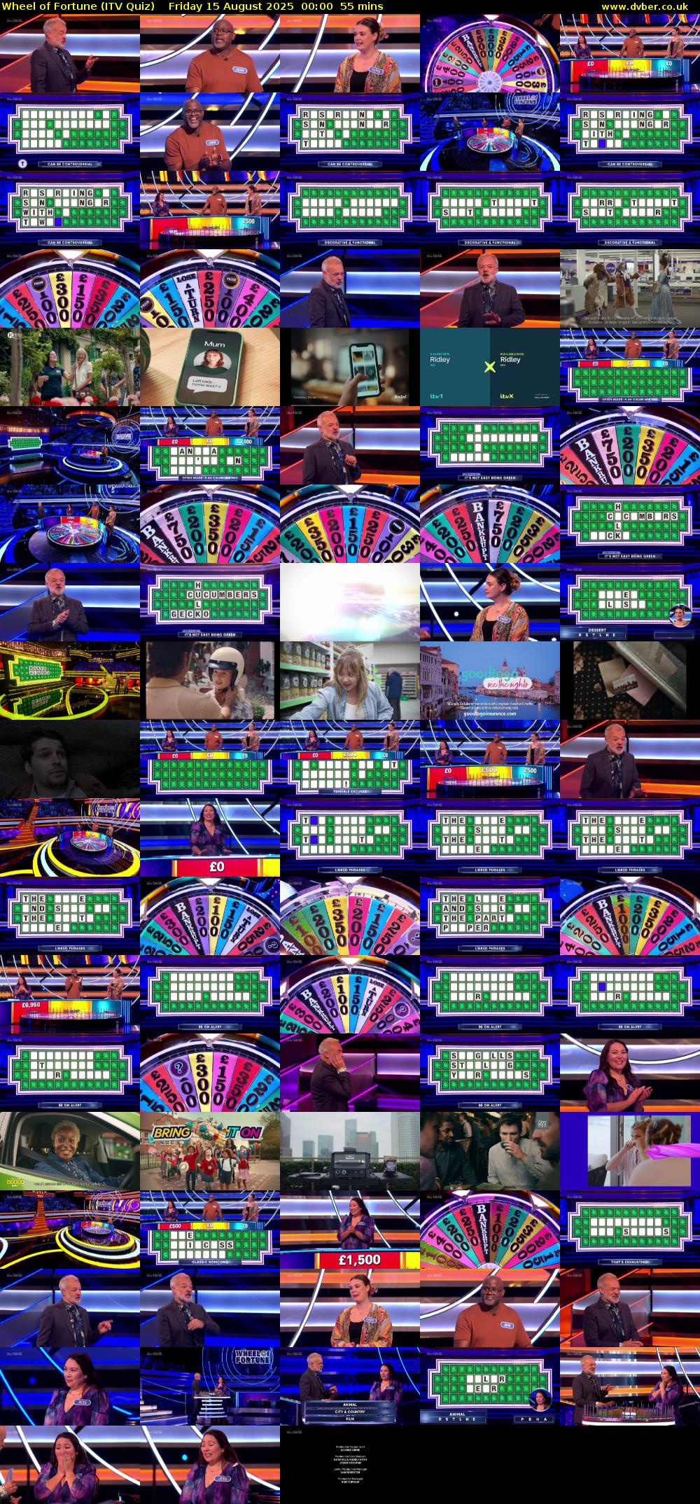 Wheel of Fortune (ITV Quiz) Friday 15 August 2025 00:00 - 00:55