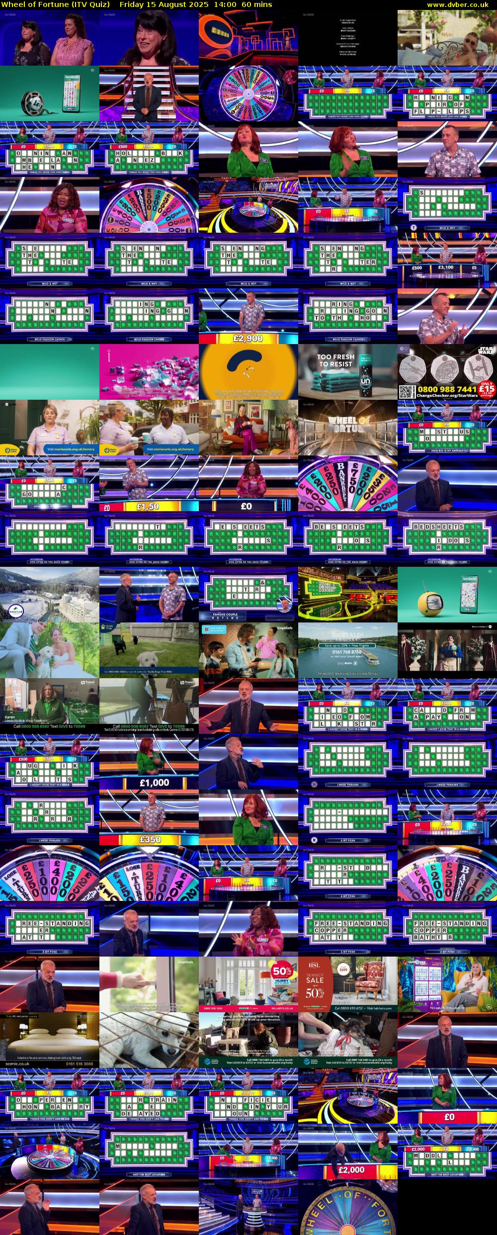 Wheel of Fortune (ITV Quiz) Friday 15 August 2025 14:00 - 15:00