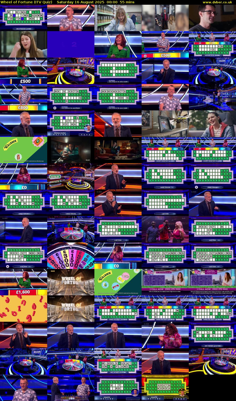 Wheel of Fortune (ITV Quiz) Saturday 16 August 2025 00:00 - 00:55