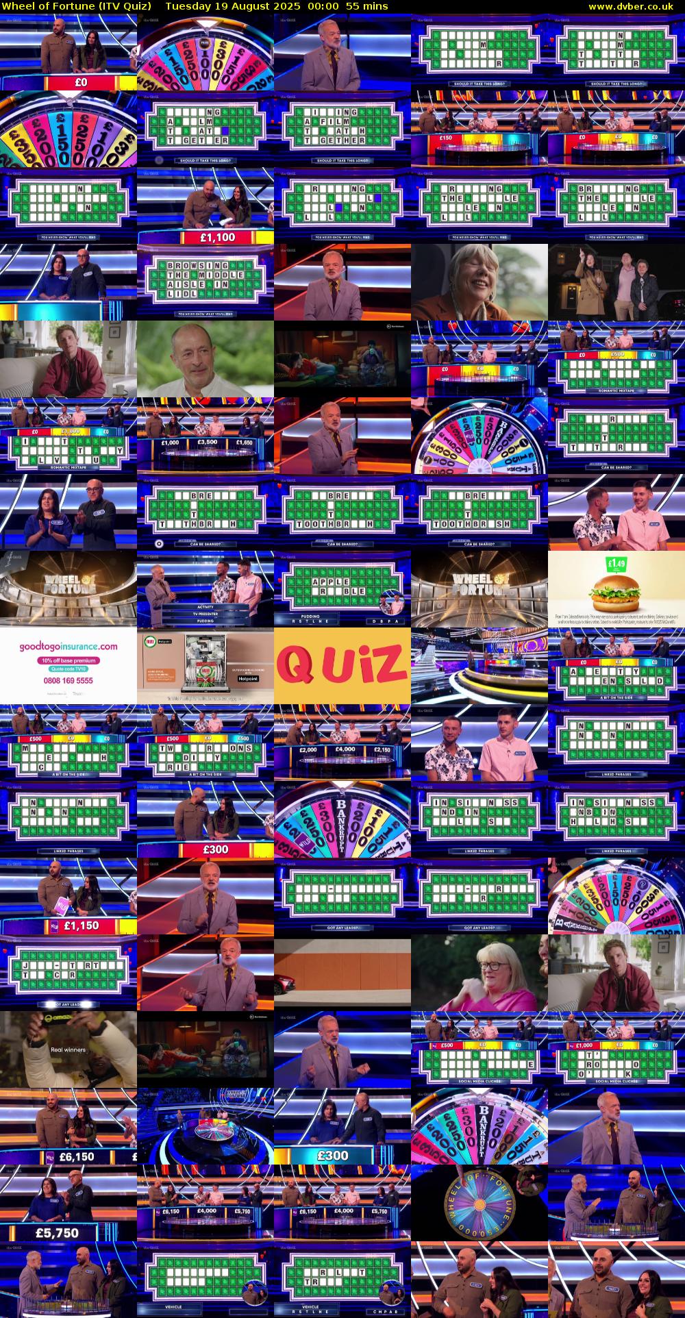 Wheel of Fortune (ITV Quiz) Tuesday 19 August 2025 00:00 - 00:55