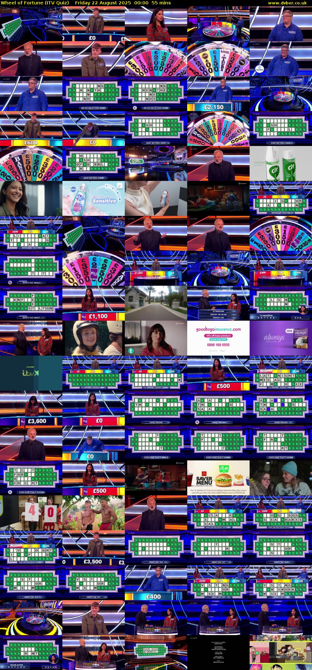 Wheel of Fortune (ITV Quiz) Friday 22 August 2025 00:00 - 00:55