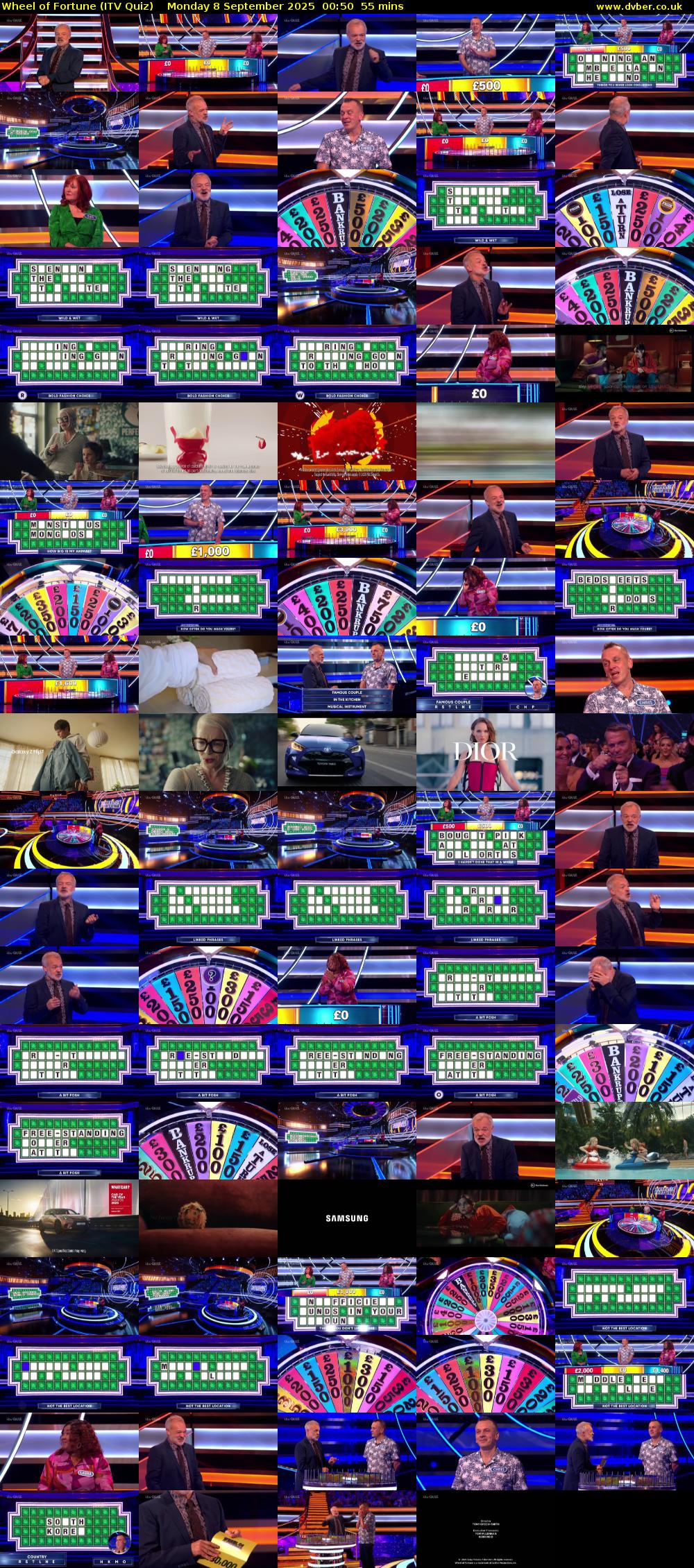 Wheel of Fortune (ITV Quiz) Monday 8 September 2025 00:50 - 01:45