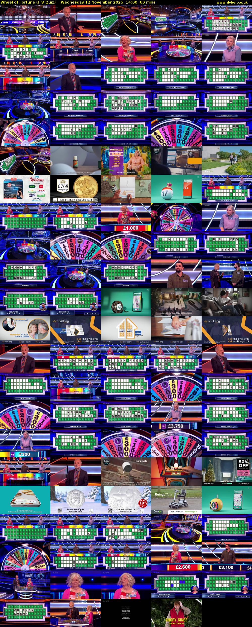 Wheel of Fortune (ITV Quiz) Wednesday 12 November 2025 14:00 - 15:00