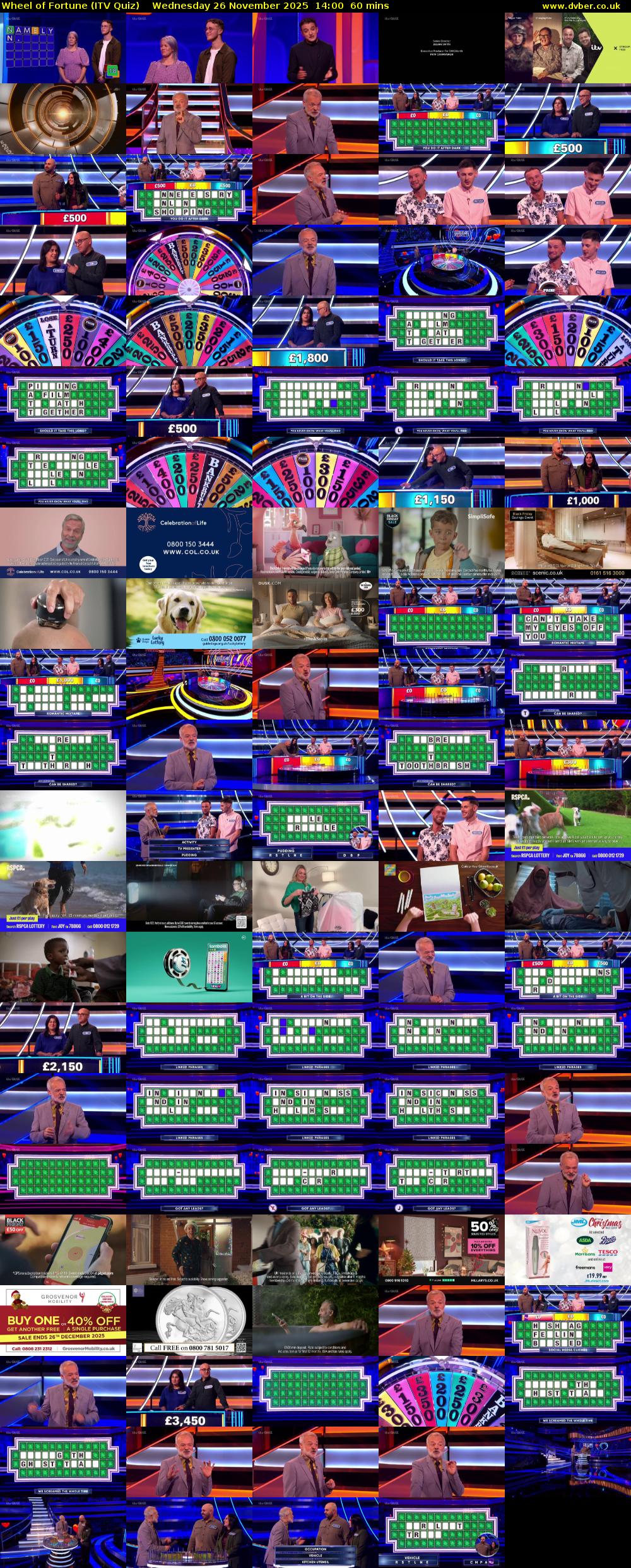 Wheel of Fortune (ITV Quiz) Wednesday 26 November 2025 14:00 - 15:00