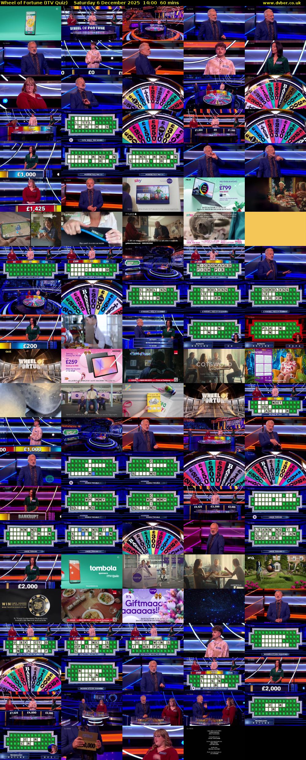 Wheel of Fortune (ITV Quiz) Saturday 6 December 2025 14:00 - 15:00