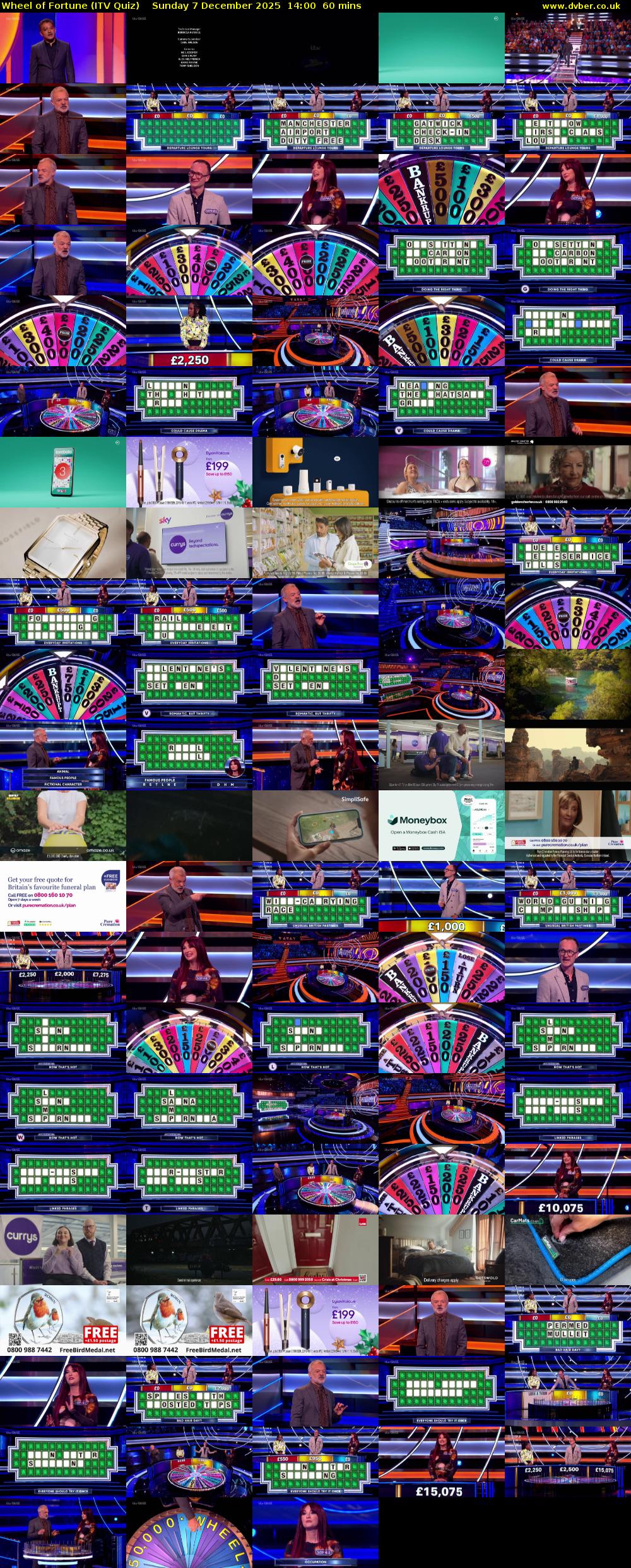 Wheel of Fortune (ITV Quiz) Sunday 7 December 2025 14:00 - 15:00