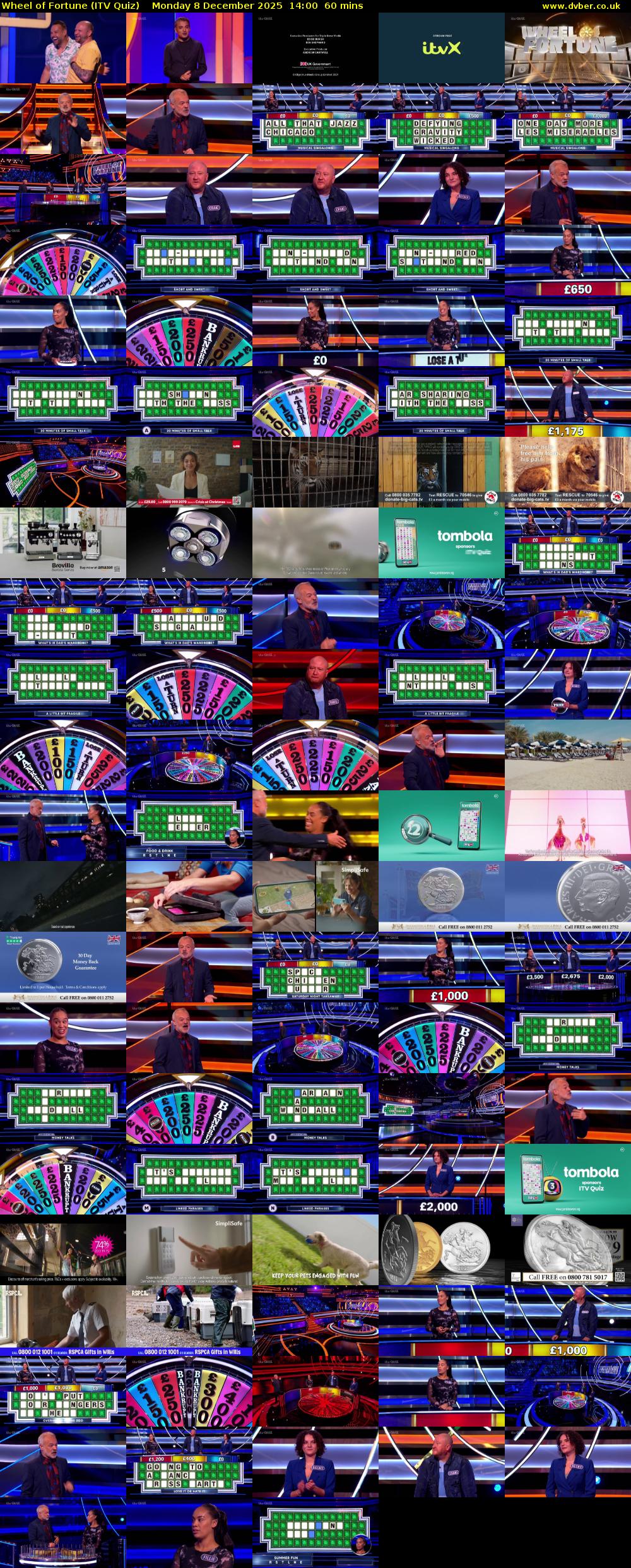 Wheel of Fortune (ITV Quiz) Monday 8 December 2025 14:00 - 15:00