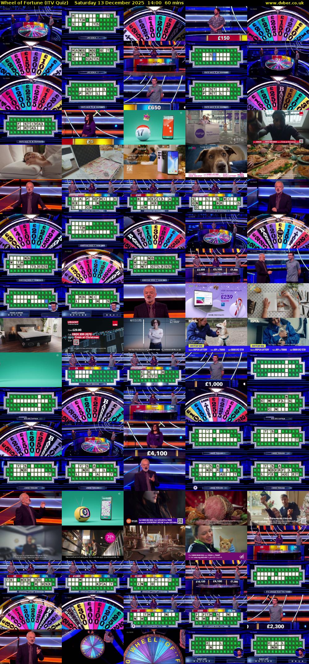 Wheel of Fortune (ITV Quiz) Saturday 13 December 2025 14:00 - 15:00