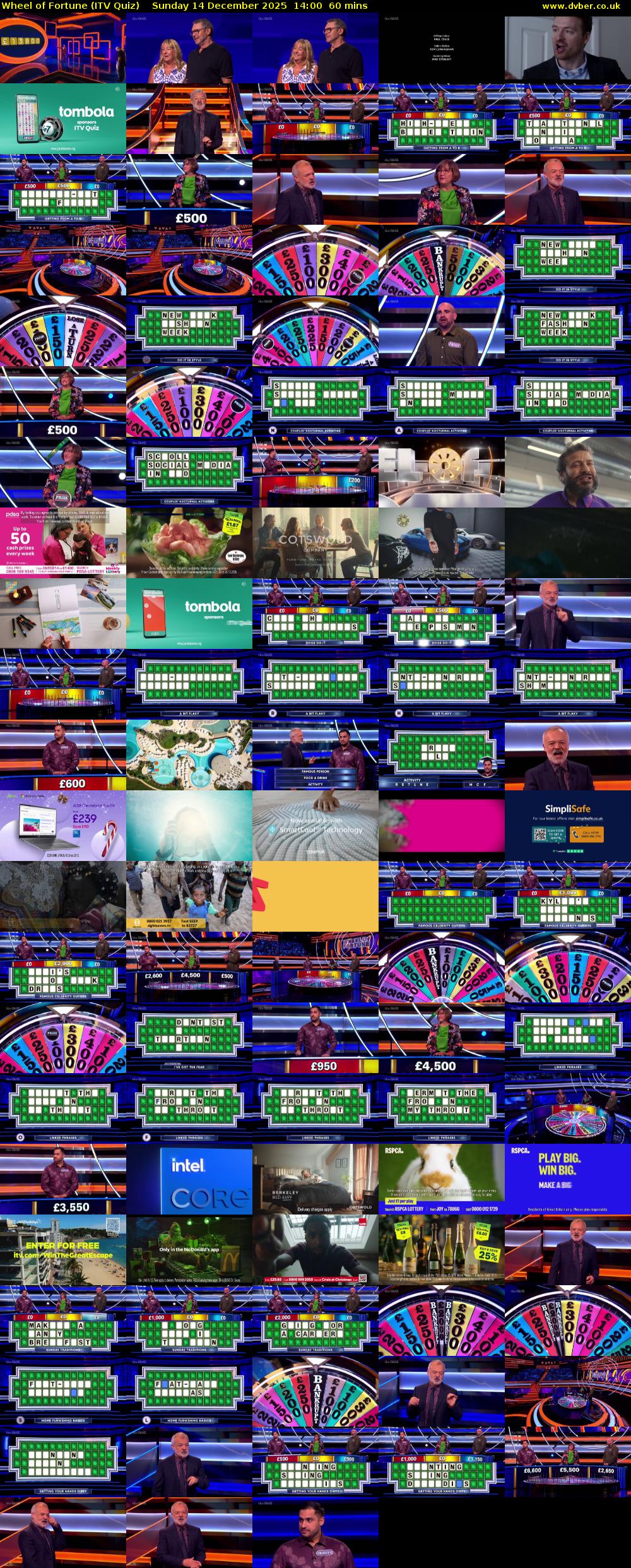 Wheel of Fortune (ITV Quiz) Sunday 14 December 2025 14:00 - 15:00