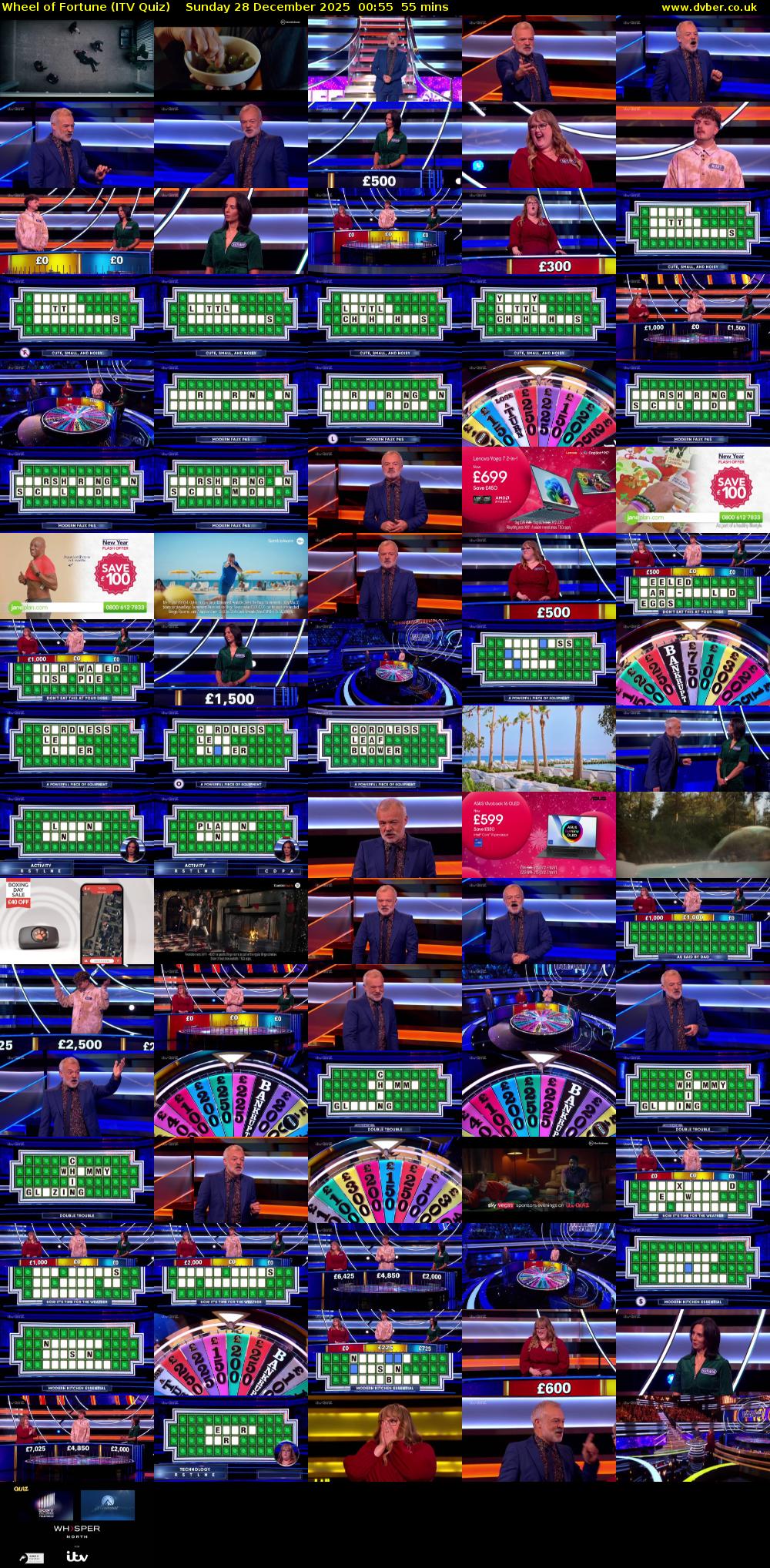 Wheel of Fortune (ITV Quiz) Sunday 28 December 2025 00:55 - 01:50