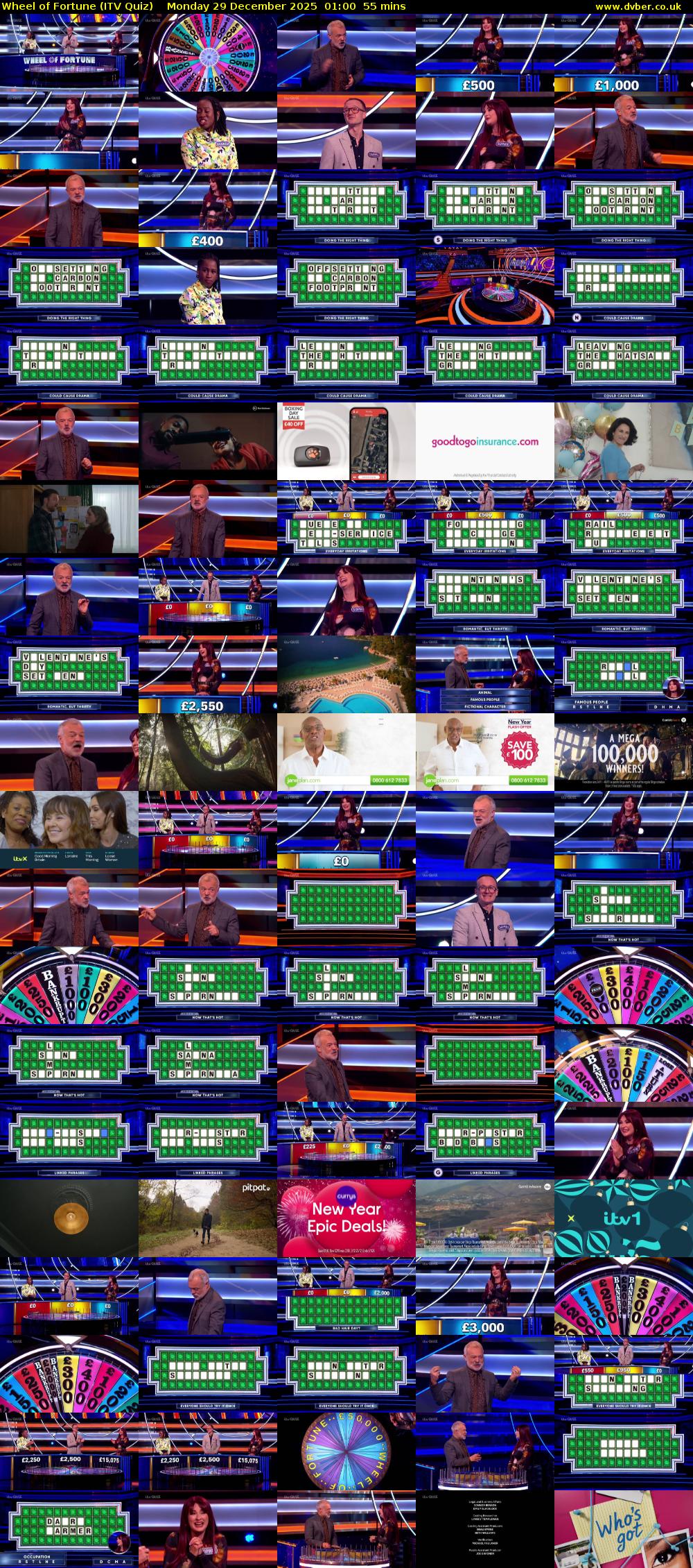 Wheel of Fortune (ITV Quiz) Monday 29 December 2025 01:00 - 01:55